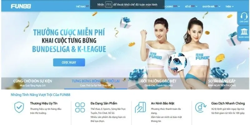 Rất nhiều khuyến mãi được Fun88 triển khai cho thành viên
