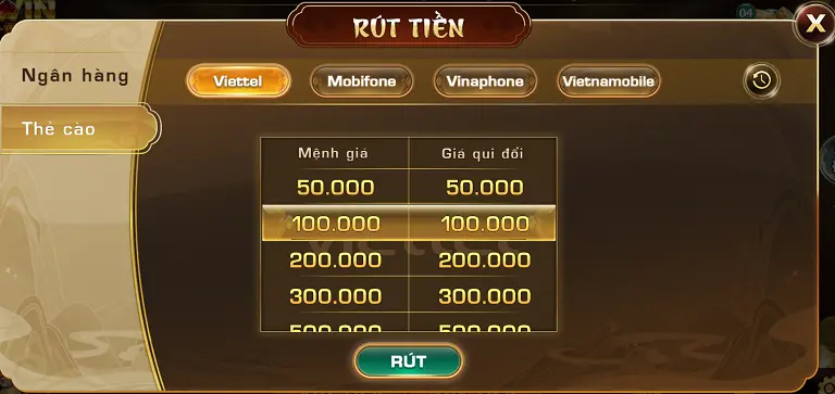 Rút tiền Iwin bằng thẻ cào