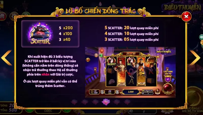 Vòng quay đặc biệt Lữ Bố chiến Đổng Trác trong game Điêu Thuyền