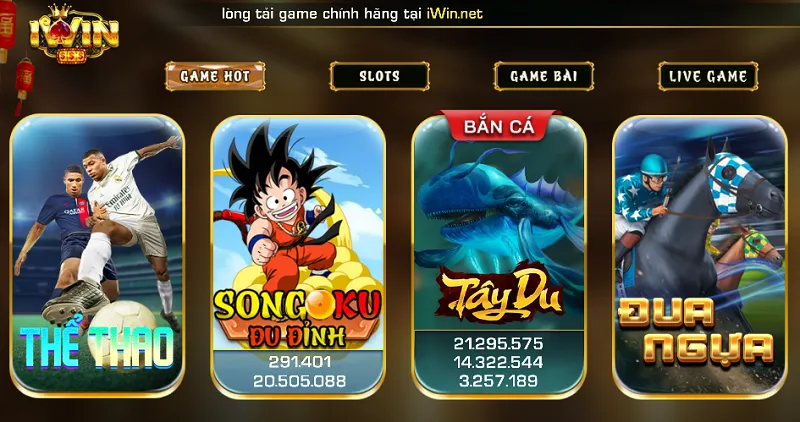 Giao diện Iwin đẹp mắt, bố trí khoa học