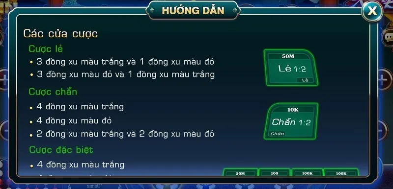 Game xóc đĩa Iwin có nhiều cửa cược để người chơi lựa chọn